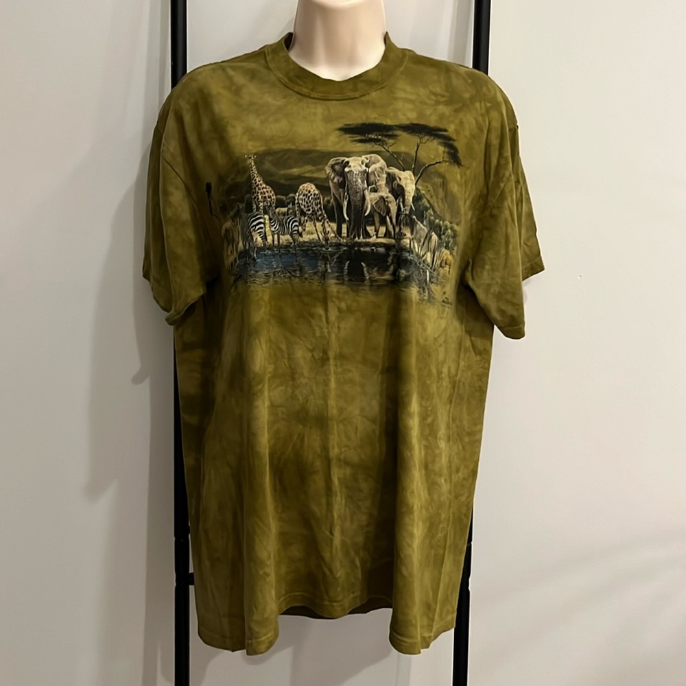 Vintage The Mountain Green Short Sleeve Tee Graphic Cotton T-shirt Size M